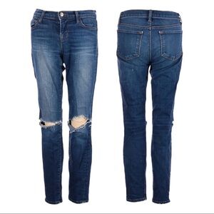 J Brand Alta Busted Distressed Knee Skinny Capri Blue Jeans Size 24
